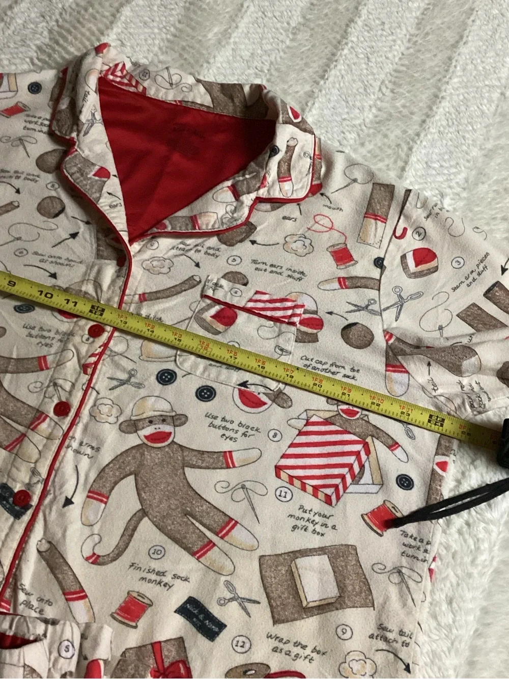 NICK & NORA HOW TO SEW A SOCK Monkey Flannel Pajama Set Sz XXL Matching Pj Set
